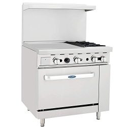 CookRite ATO-24G2B Natural Gas Range 2 Burner Hotplates With 24″ Manual Commercial Griddle ...