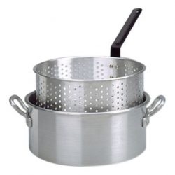 10 Qt. Aluminum Deep Fryer with 2 Riveted Handle and Punched Aluminum Basket with Heat Resistant ...