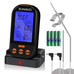 SUNAVO MT-05 Grilling thermometer Wireless Thermometer Grilling Meat Digital with Timer Alarm fo ...