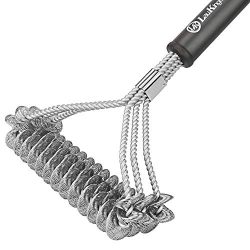 LauKingdom BBQ Grill Brush, Stainless Steel Bristle Free Barbecue Cleaner, Great Grilling Access ...