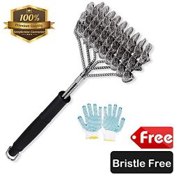 ZOUTOG Bristle Free Grill Brush 3 in 1 Stainless Steel 18” Cleaning Brush with BBQ Cooking ...