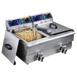 Commercial Electric 20L Deep Fryer w/ Timer and Drain Stainless Steel French Fry