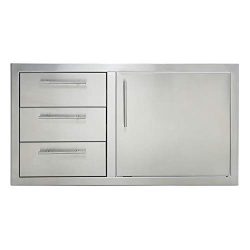 Odthelda Outdoor Barbecue Cabinet Door 304 Grade Stainless no Sharp Door/Triple Drawer Combo wid ...