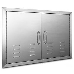 Mophorn BBQ Island Door 36 x 21 inch Beveled Frame Vented Double Access Door Stainless Stainless ...