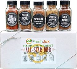 FreshJax Gourmet Spices and Seasonings, Grill Accessories Gift Box, All-Star Barbecue (5 Pack)