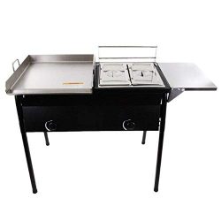 Lodhi’s Heavy Duty Taco Cart Two Tank Double Deep Fryer 90,000 BTU Compatible with Propane ...