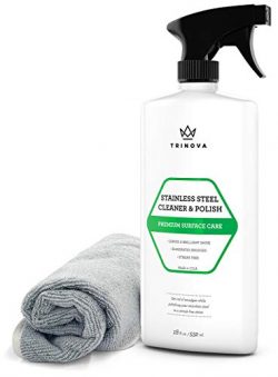 TriNova Stainless Steel Cleaner and Polish for Commercial Refrigerators with Microfiber Cleaning ...