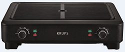 KRUPS PG760851 Electric Indoor Adjustable Temperature Smokeless Grill w/Non-Stick Cooking Surfac ...