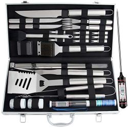 ROMANTICIST 27pc BBQ Grill Accessories Set with Thermometer in Gift Box for Men Women – He ...