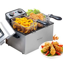 Secura 1800W Large Stainless Steel Electric Deep Fryer with Triple Basket and Timer MSAF40DH, 4. ...