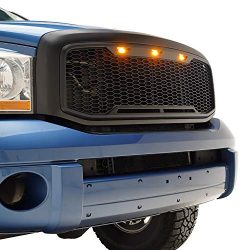 Tidal Raptor Style Upper Replacement Grille w/LED Amber Lighting for 06-08 Dodge Ram 1500/06-09  ...