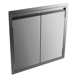 DaTOOL Stainless Steel BBQ Door,304 Brushed BBQ Access Door Cutout 24WX24H, Double BBQ Island Do ...