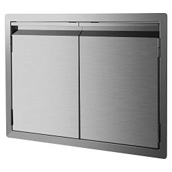 DaTOOL Stainless Steel BBQ Door,304 Brushed BBQ Access Door Cutout 31WX24H, Double BBQ Island Do ...