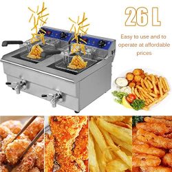 Chennly Dual Tank Electric Deep Fryer – 20L 5000W Stainless Steel Commercial Electric Deep ...