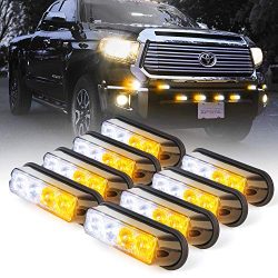 Xprite White & Amber Yellow 4 LED 4 Watt Emergency Vehicle Waterproof Surface Mount Deck Das ...