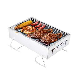 Luxuglow Barbecue Charcoal Grill Stainless Steel Folding Portable Tabletop Charcoal Grill BBQ To ...