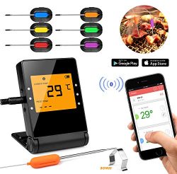 Shinmax BBQ Meat Thermometer for Grilling,APP Controlled Smart Cooking Bluetooth Thermometer for ...