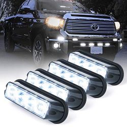 Xprite White 4 LED 4 Watt Emergency Vehicle Waterproof Surface Mount Deck Dash Grille Strobe Lig ...