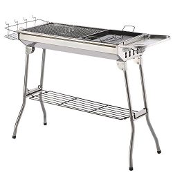 ISUMER Portable Folding Charcoal BBQ Grill – Stainless Steel Thickened Barbeque Grill for  ...