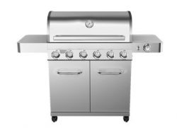 6 Burner Propane Gas Grill in Stainless with LED Controls and Side Burner