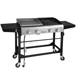 Royal Gourmet Portable Propane Gas Grill and Griddle Combo,4-Burner,Griddle Flat Top, Folding Le ...