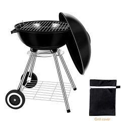 Miady 18-Inch Portable Kettle Charcoal Grill, Charcoal Barbecue Grill, BBQ Grill with Waterproof ...