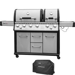 Royal Gourmet Mirage MG6001-R Two Split Lid 6-Burner Cabinet Propane Infrared Burner Gas Grill,  ...