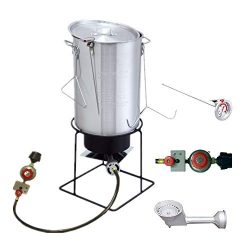 VIGIND Heavy Duty Welded Outdoor Cooker,29 Qt Aluminum Turkey Fryer Pot Kit with Lid