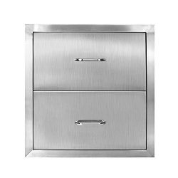 Seeutek Outdoor Kitchen Drawer 304 Stainless Steel 14″ W x 14.38″ H Double Layer Acc ...