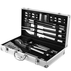 Beionxii BBQ Grill Tools Set 19 Pieces Heavy Duty Stainless Steel Grilling Utensils with Aluminu ...