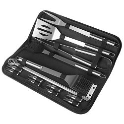 MiToo BBQ Tools Set, 19-Piece Grill Tools Set, Heavy Duty Stainless Steel Barbecue Grilling Uten ...