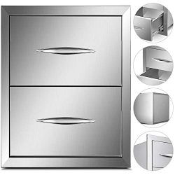 Mophorn Outdoor Kitchen Drawer Stainless Steel BBQ Storage with Chrome Handle Flush Mount Sliver ...