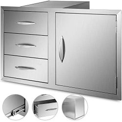 Mophorn Outdoor Kitchen Door Drawer Combo 39 Inch Stainless Steel Access Door/Triple Drawer Comb ...