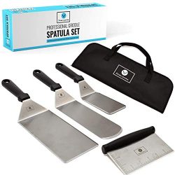 Deluxe Griddle Spatula Set – Professional Stainless Steel Cooking Kit – 3 Spatulas S ...