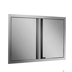 DaTOOL Stainless Steel BBQ Door,304 Brushed BBQ Access Door Cutout 30.5WX21H, Double BBQ Island  ...