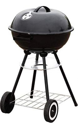 Unique Imports BBQ Charcoal Kettle Grill 18″ with Moving Wheels Outdoor Smoker Heat Portab ...