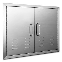 Mophorn 30 x 21Inch Double Door Flush Mount with Vents BBQ Access Door Stainless Steel for BBQ I ...