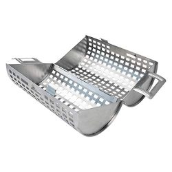 BBQ Dragon Rolling Grill Basket for Vegetables, The ONLY Vegetable Grilling Basket That Rolls to ...