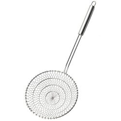 Best Utensils Asian Kitchen Stainless Steel Spider Strainer Professional Wire Skimmer with Spira ...