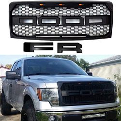 Front Grille Fits 2009-2014 FORD F150 Raptor Style Grill Kits With Amber LED Light and F&R L ...