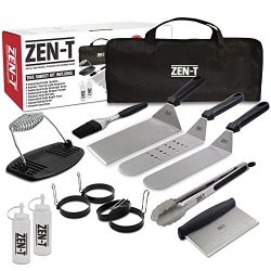 ZEN-T – 14 Piece Grill Griddle BBQ Tool Kit – Heavy Duty Professional Grade Stainles ...