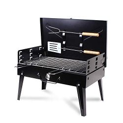 Xiangban Portable BBQ Charcoal Grill Set with Fork & Spatula – Small Barbeque Grills f ...