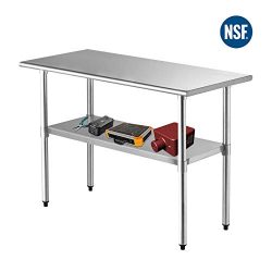 48″x24″ Commercial Prep Table -SUNCOO NSF Stainless Steel Workbench Adjustable Under ...