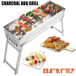 Portbale Charcoal BBQ Grill Stainless Steel Foldable Outdoor Barbecue Grill Barbecue Tool Kits f ...