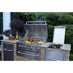 Member’s Mark SS304 Stack Stone BBQ Grill Island w/Trash Bin – Natural Gas