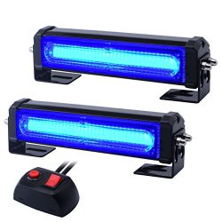 WOWTOU Emergency Blue Grille Light Head, 16W Bright Linear LED Mini Strobe Lightbar Surface Moun ...