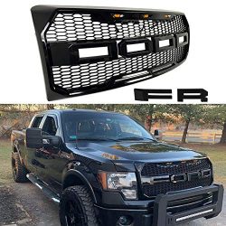 Front Grille Fits 2009-2014 FORD F150 Raptor Style Grill Kits With Amber LED Light and F&R L ...