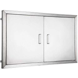 Mophorn 36 Inch Double Stainless Door Flush Mount BBQ Island Double Walled Door Commercial 304 B ...