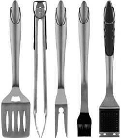 ROMANTICIST 5pc Heavy Duty Grilling Accessories Set – Extra Thick Stainless Steel Grill Se ...