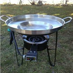Large 3 in 1 Mexican Style Concave Comal Stainless Steel 22″ Set With Propane Burner Stove ...
